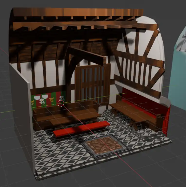 A model of a medieval style hall